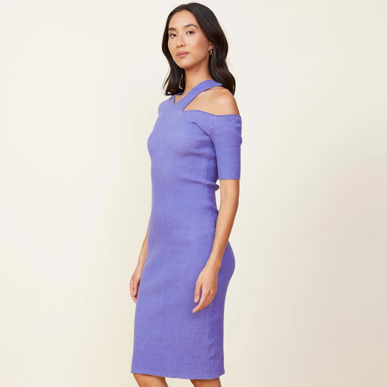 Sophisticated Look Sweater Rib Cut Out Dress