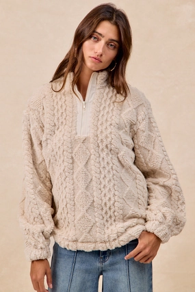 Bloom Soft IT4700S-01 | PATTERNED SOFT FLEECE HALF ZIP UP TOP