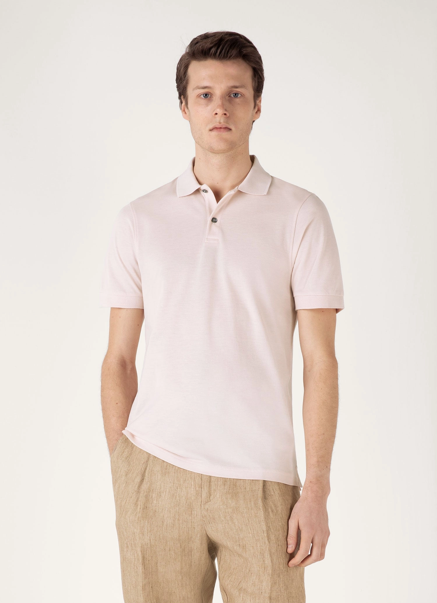 Sporty Design Men's Piqu?? Polo Shirt in Pastel Pink