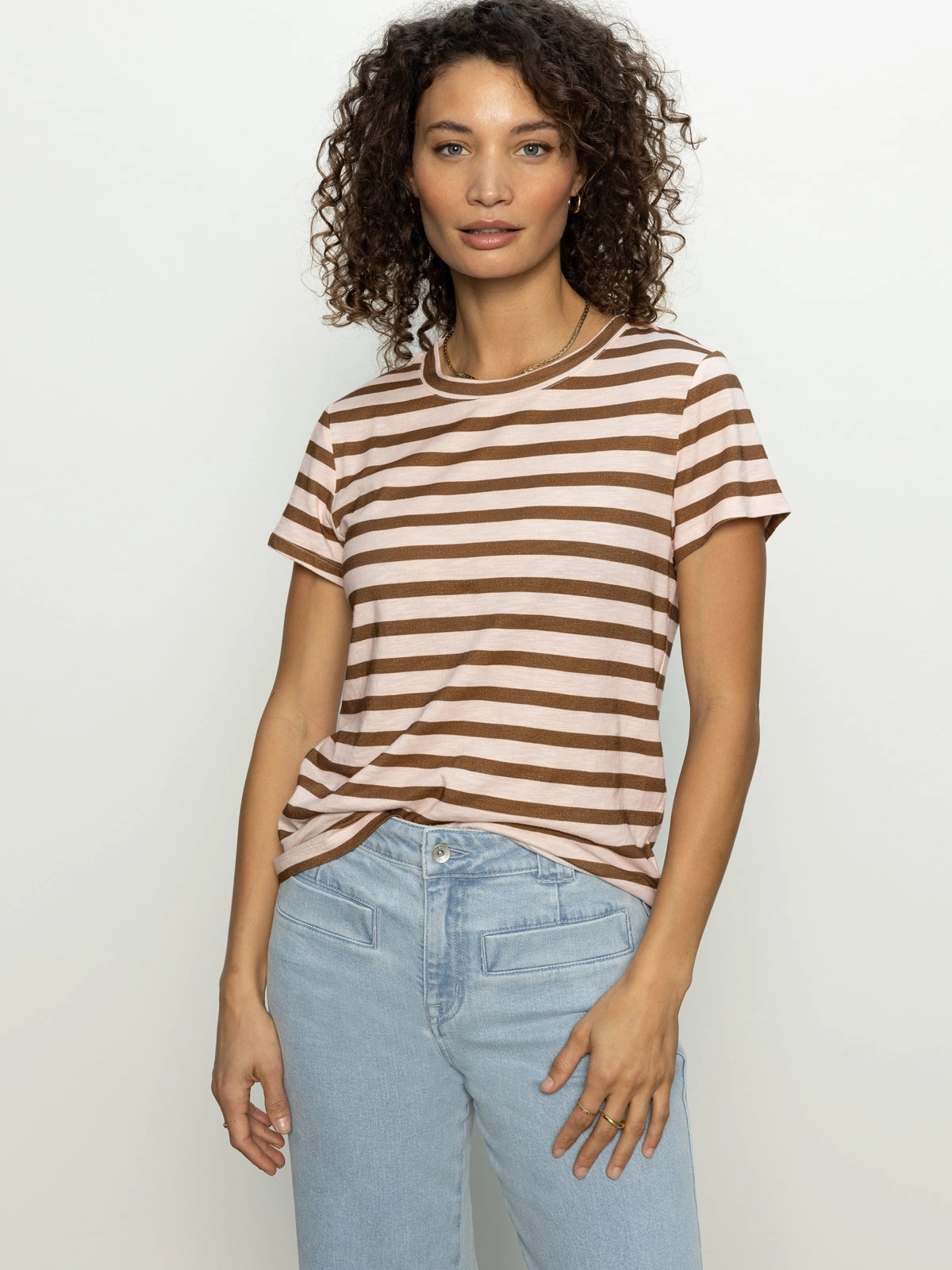 Sporty Layering The Perfect Tee Earth Pink / Sepia Stripe