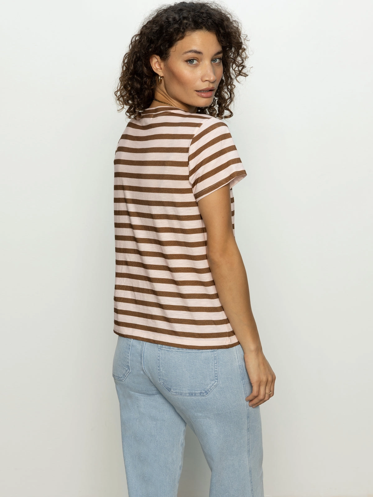 Sporty Layering The Perfect Tee Earth Pink / Sepia Stripe