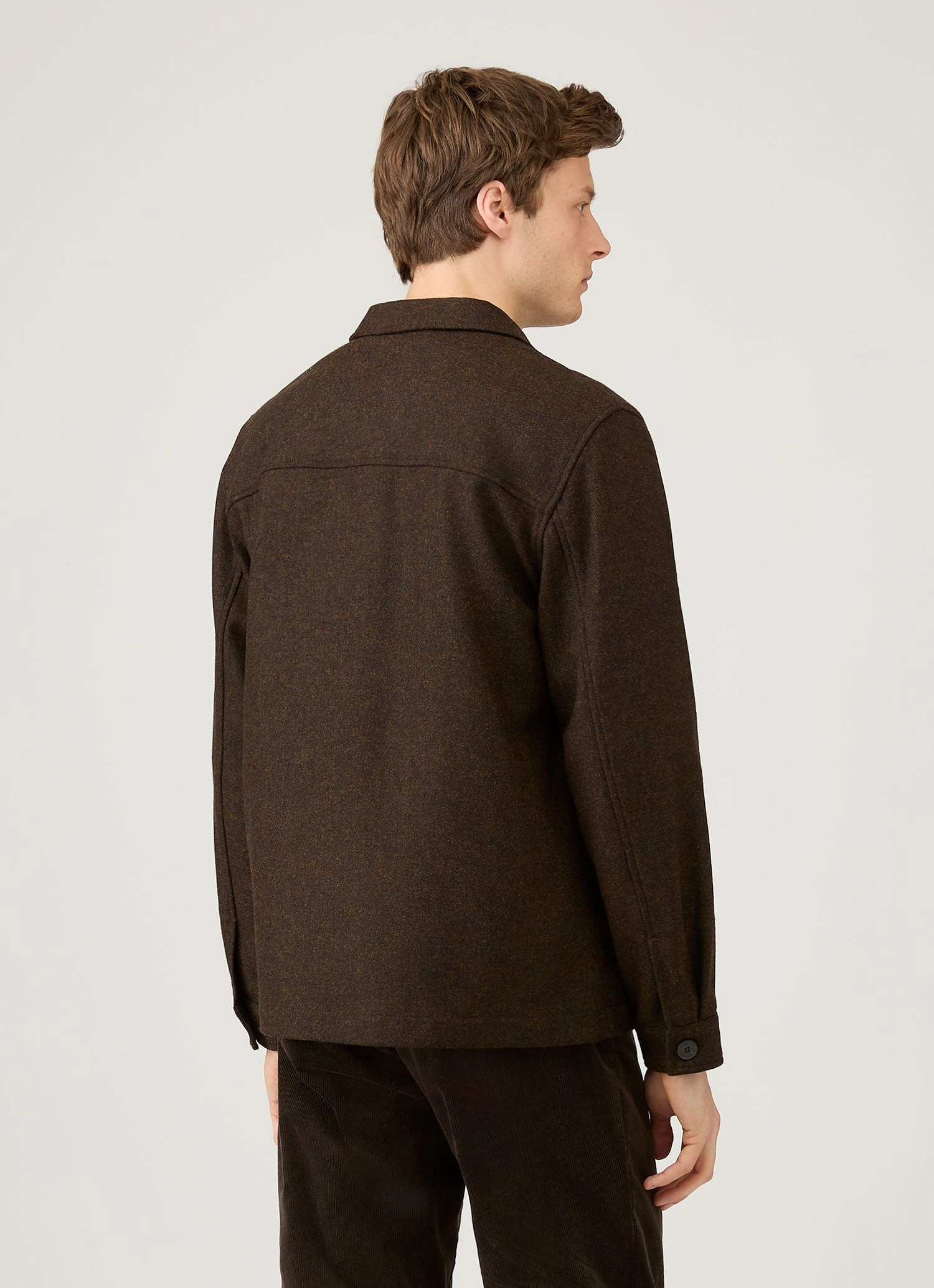 spring essential Men's Wool Twin Pocket Jacket in Truffle
