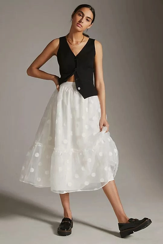 Statement Wear Tulle Midi Skirt - Snowflake Dot