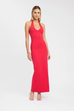 Invisible-Zip Stella Halter Maxi Dress
