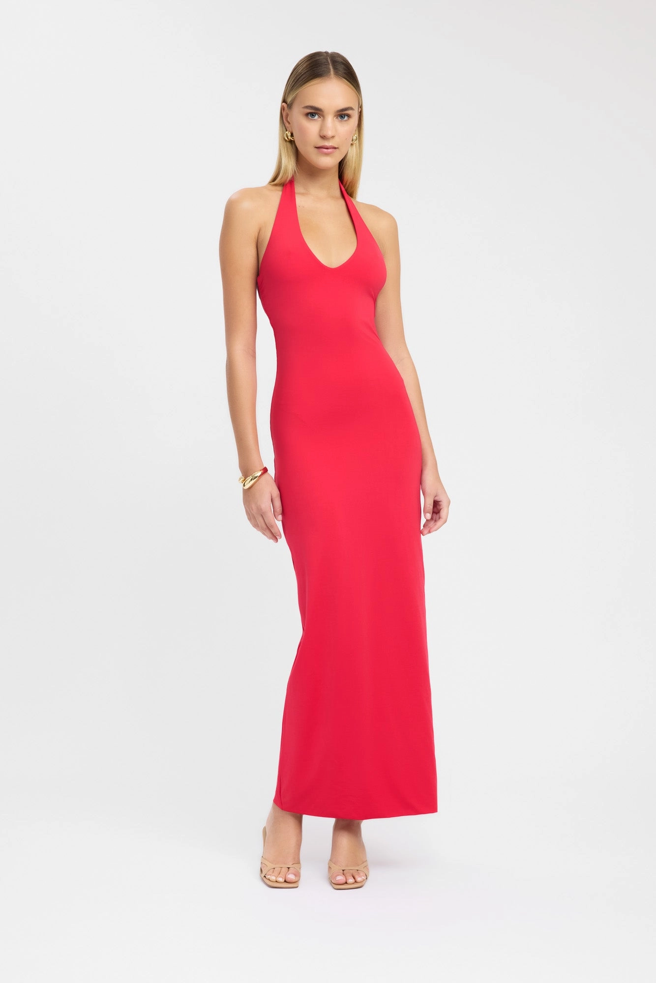Invisible-Zip Stella Halter Maxi Dress