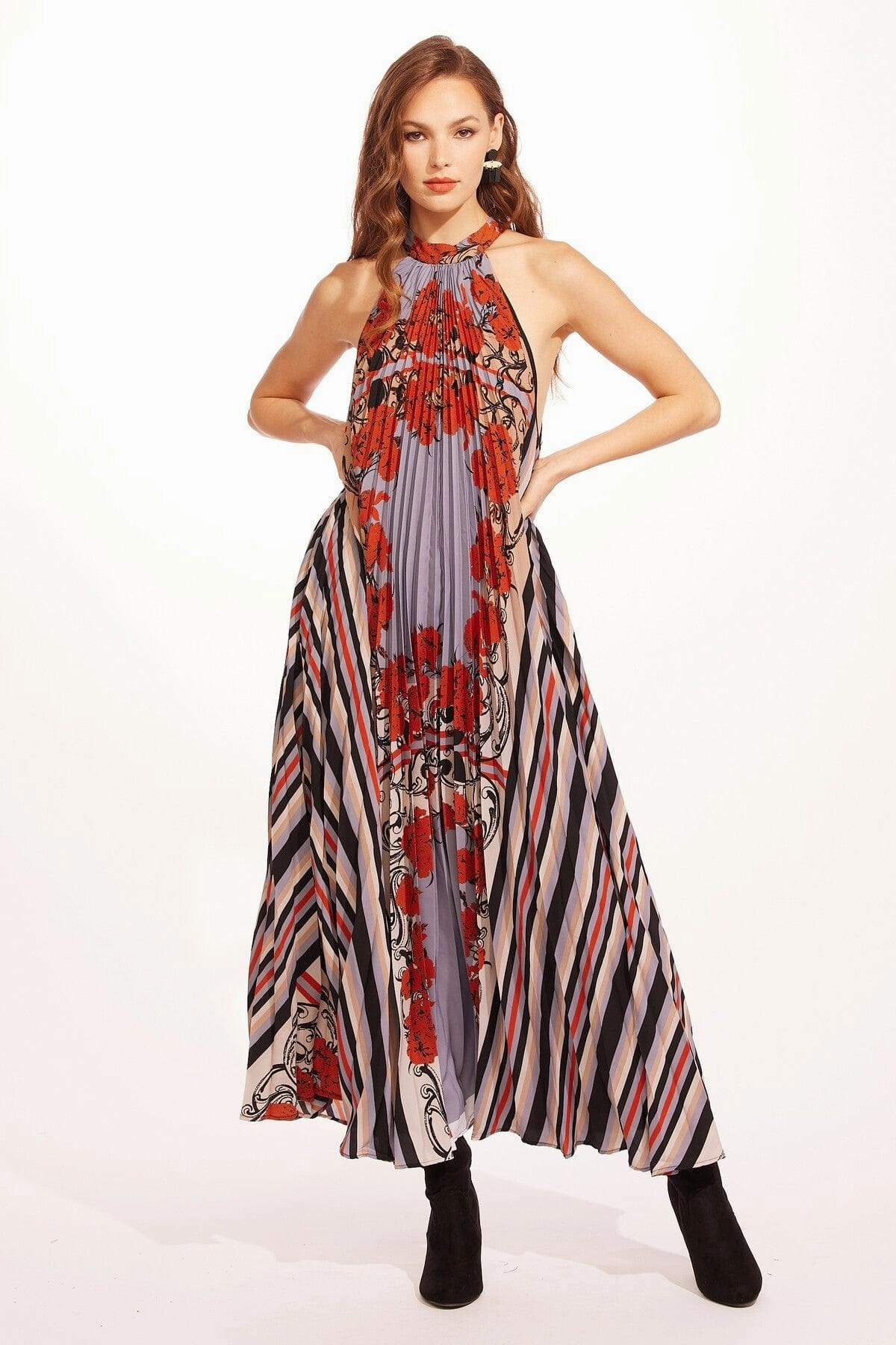 Art Spirit Weekend Feel Colette Pleated Maxi Dress - Arabesque