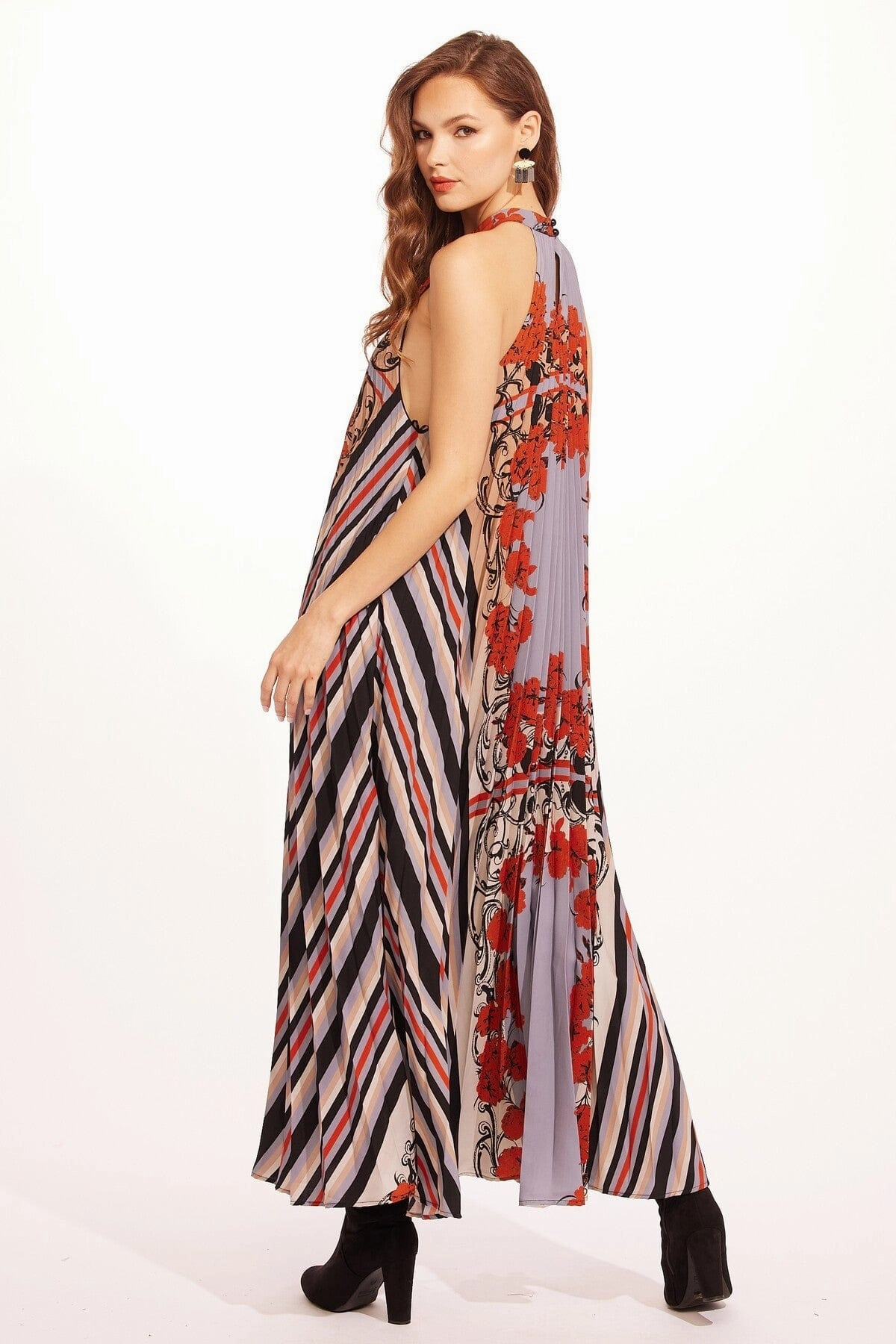 Straight hem Colette Pleated Maxi Dress - Arabesque