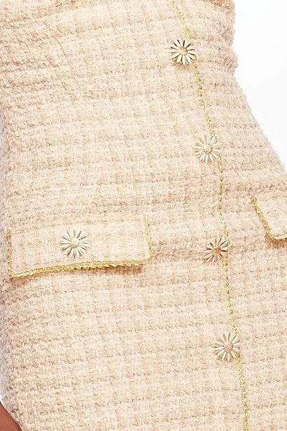 Strapless Tweed Mini Dress holiday vibe