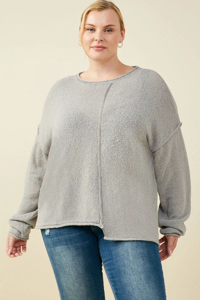 Stitch Detail Asymmetric Sweater Top Casual Classic Effortless Travel Wear