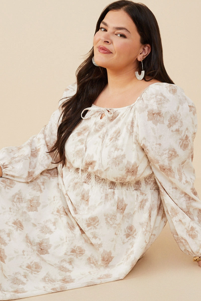 Dreamy Layers Textured Floral Smocked Waist Dress