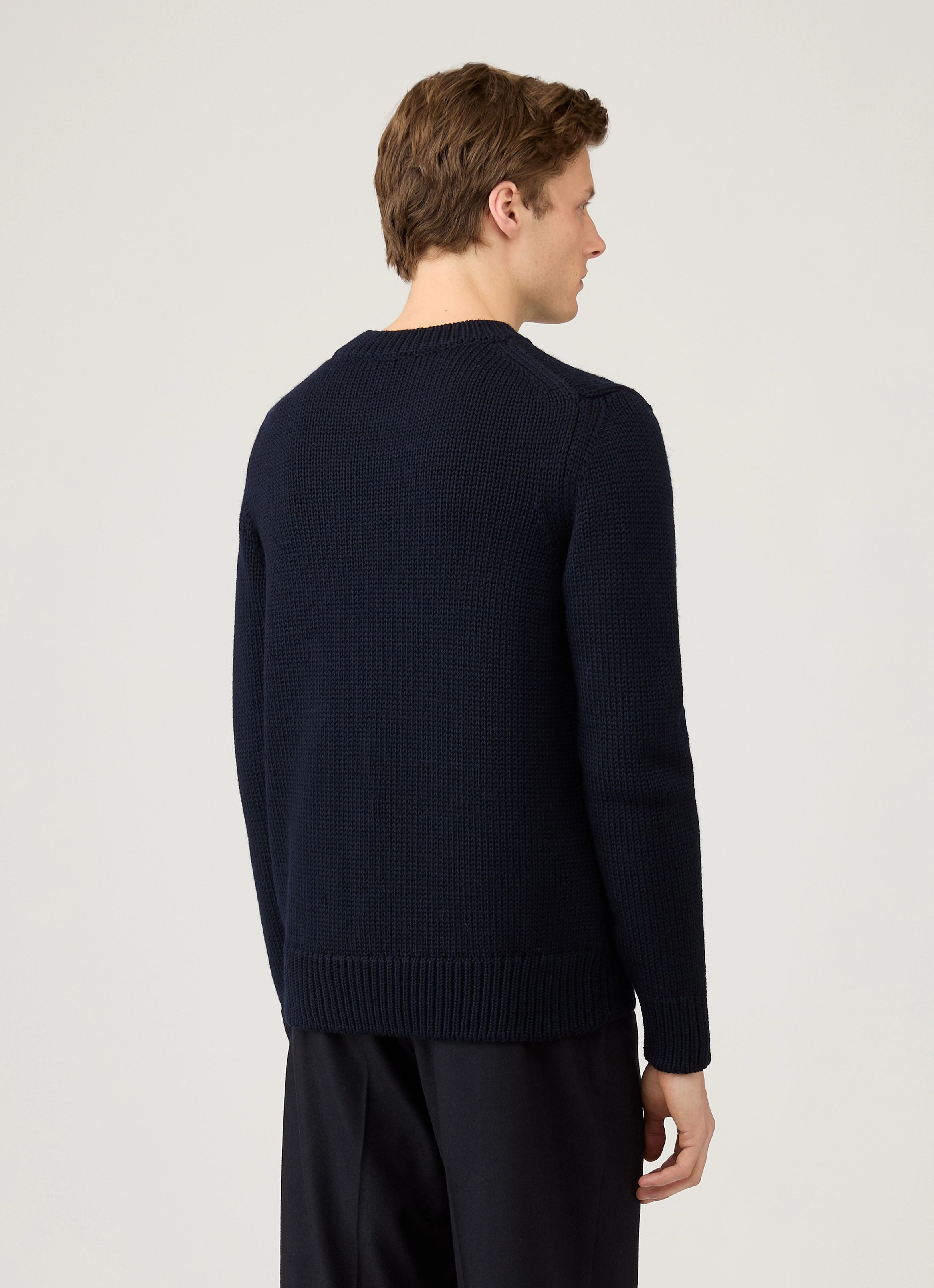 Street Style Men's Fisherman Jumper in Navy