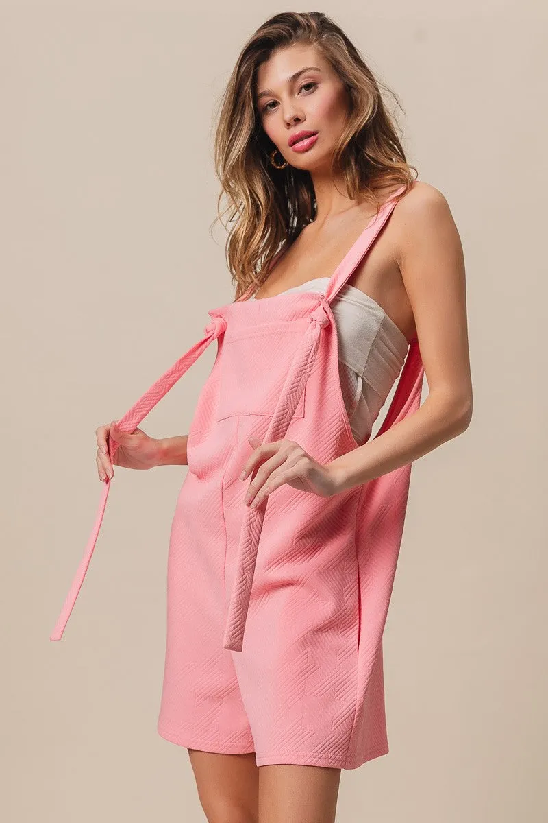 Seasonal Basic IB1306J-01 | TEXURED JACQUARD ROMPER WITH SIDE POCKETS