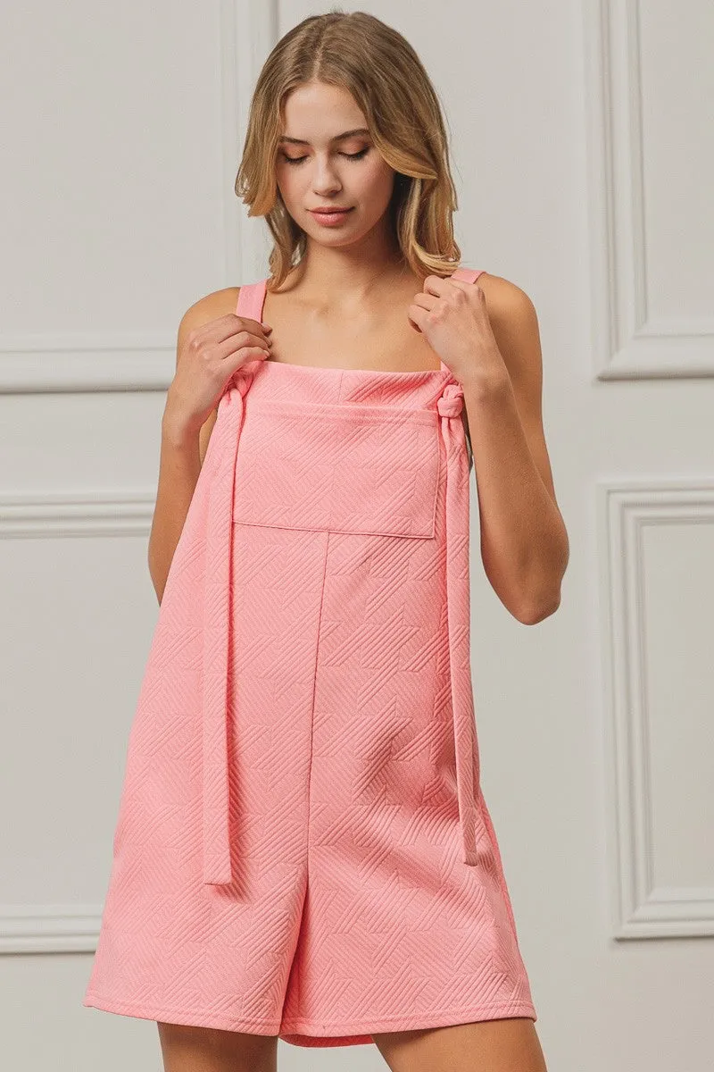 Layered Wear IB1306J-01 | TEXURED JACQUARD ROMPER WITH SIDE POCKETS