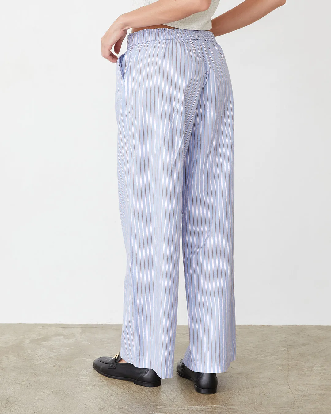 Stripe Poplin Boxer Pants Fleece-warm