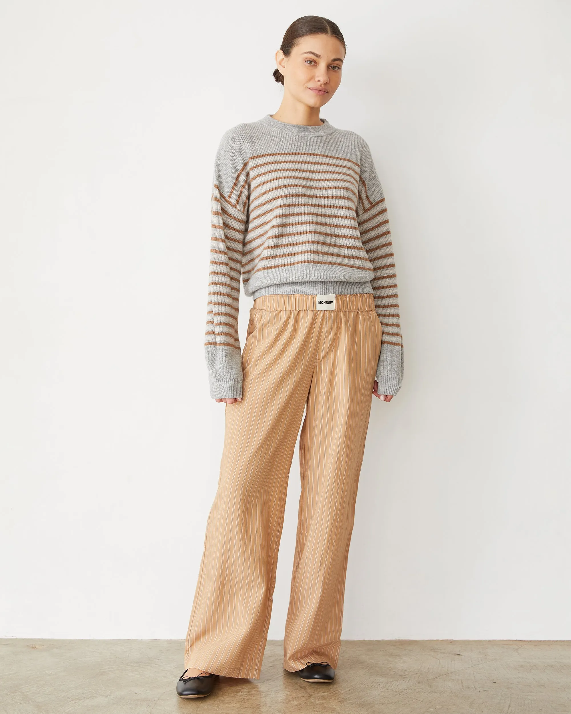 Stripe Poplin Boxer Pants Structured Vibe