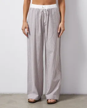 Button Closure Stripe Poplin Pant
