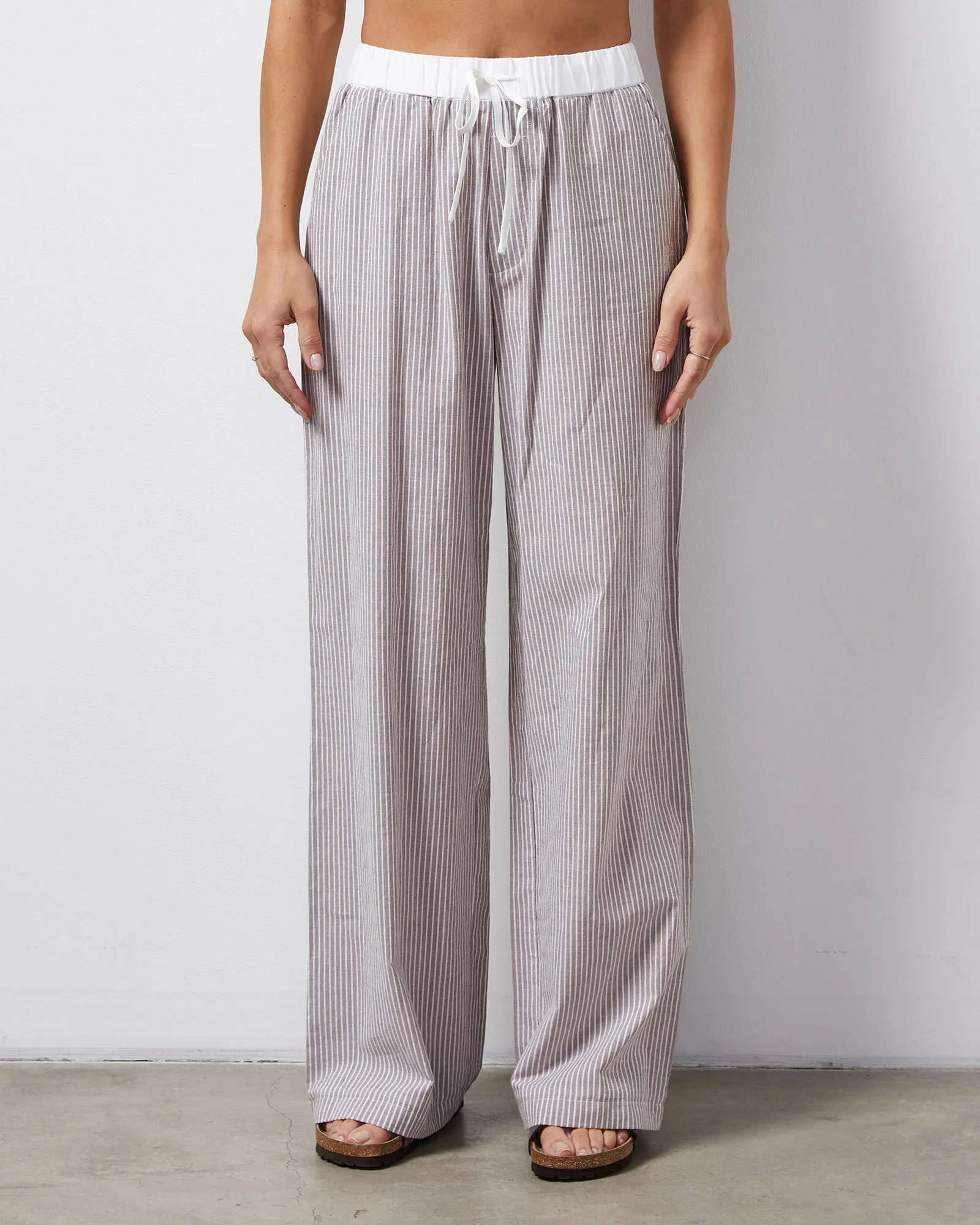 Stripe Poplin Pant Structured Quality