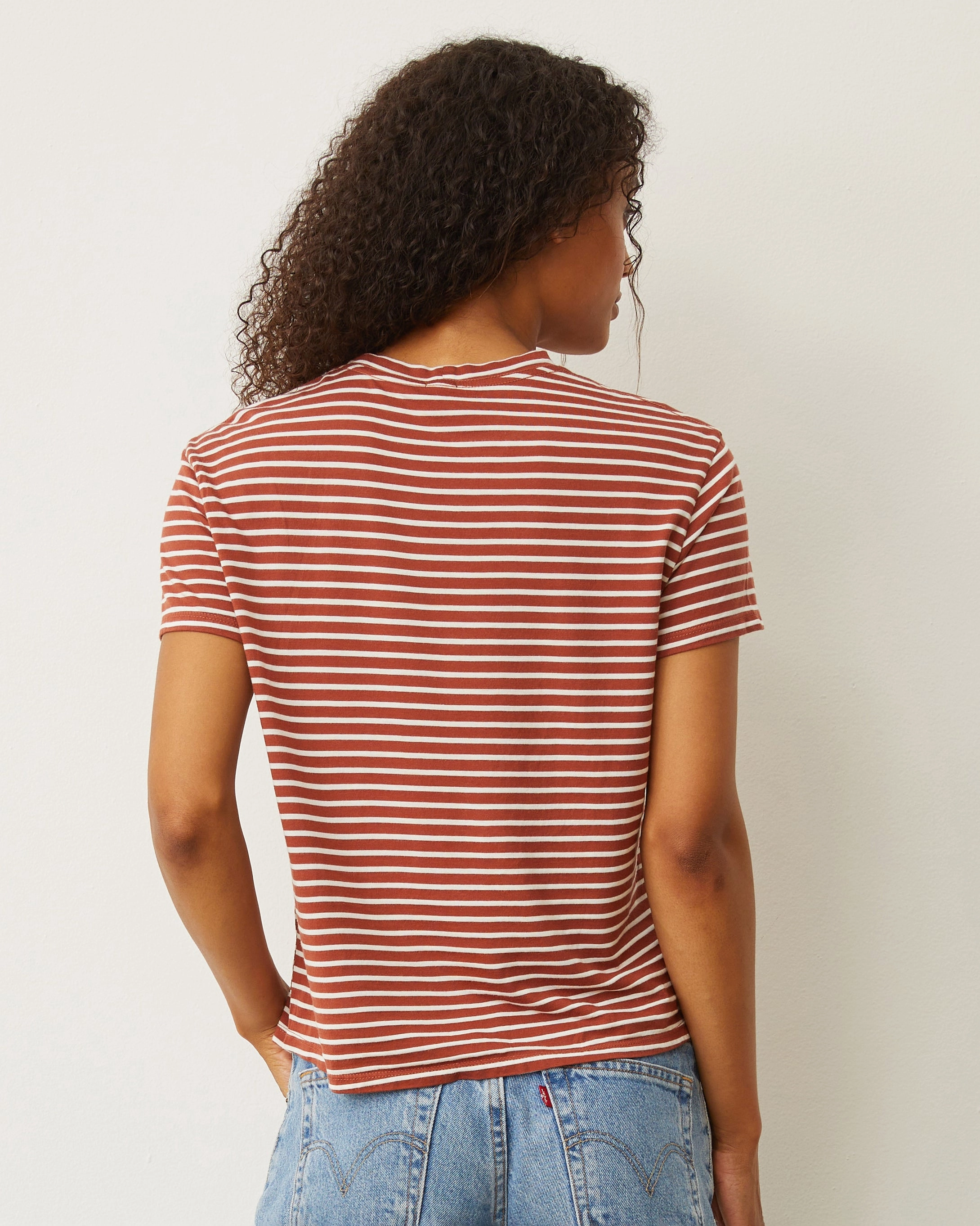 Stripe Basic Crew Neck Tee Comfortable Feel