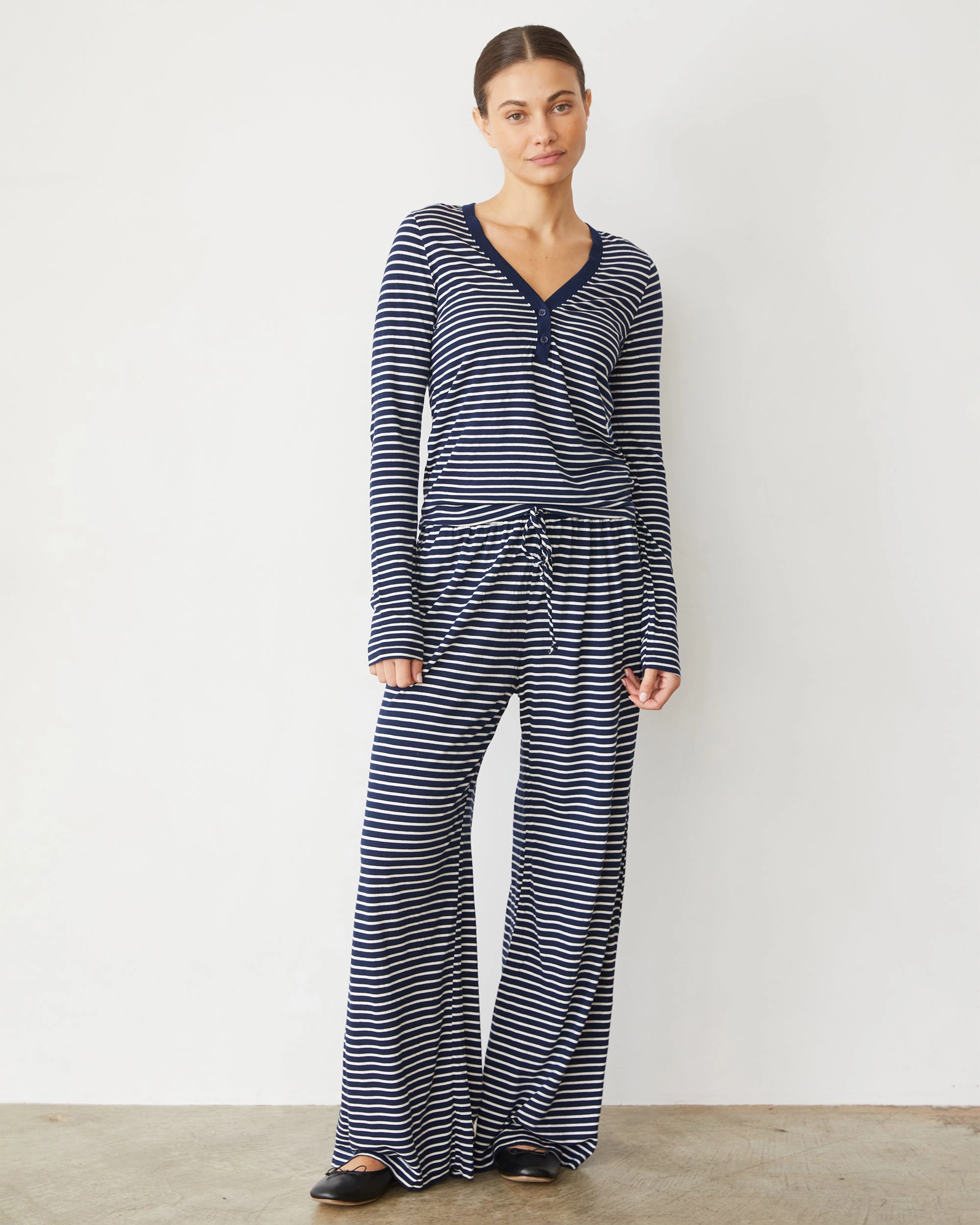 Stripe Henley Professional Chic Fit