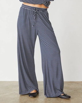Stripe Jersey Wide Leg Pant Moisture-wicking All-season