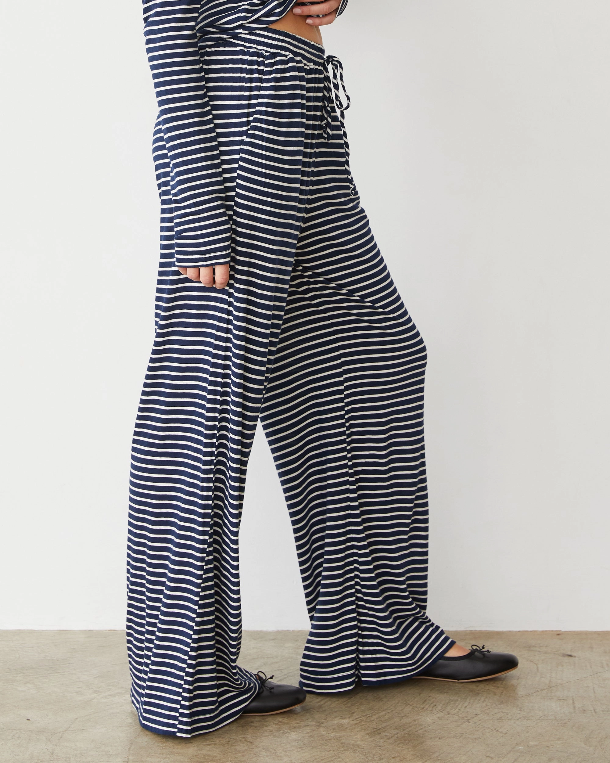Stripe Jersey Wide Leg Pant Stretchy