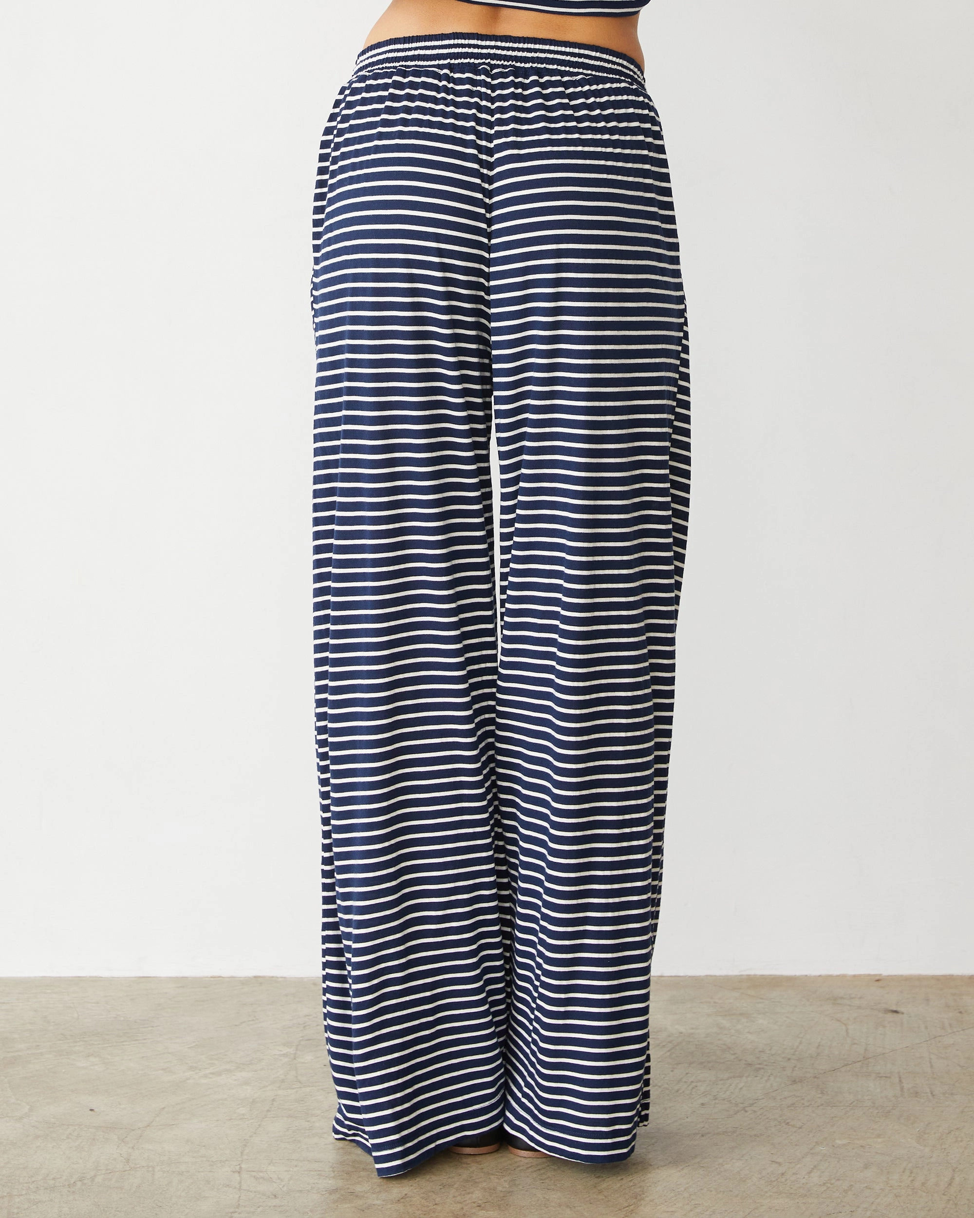Stripe Jersey Wide Leg Pant Stretchy