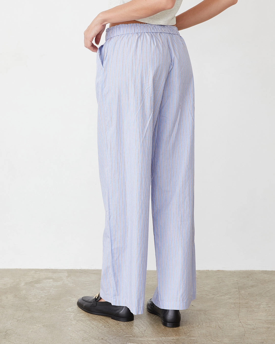 Stripe Poplin Boxer Pants Fleece-warm