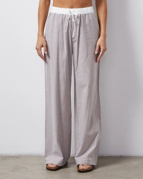 Fashionable Cut Casual Style Stripe Poplin Pant