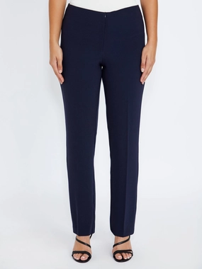 Navy Crepe Straight Leg Pant wide-leg type Party Occasion