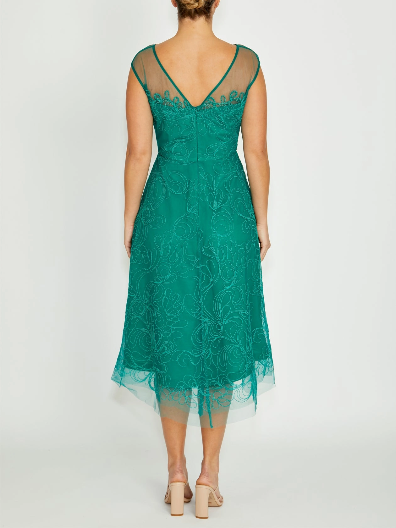 Stud Trim Stellar Sea Green A-Line Dress