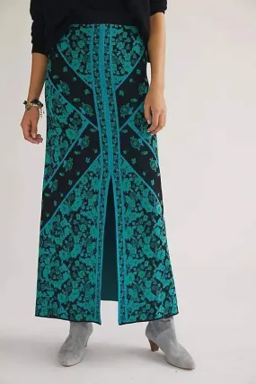 Mall Brand Look Easy Style Floral Knit Midi Skirt