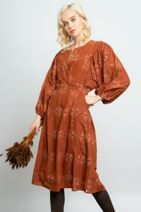 Florence Midi Dress - Cotton Eyelet Sedona Fitted Edge Walk Free