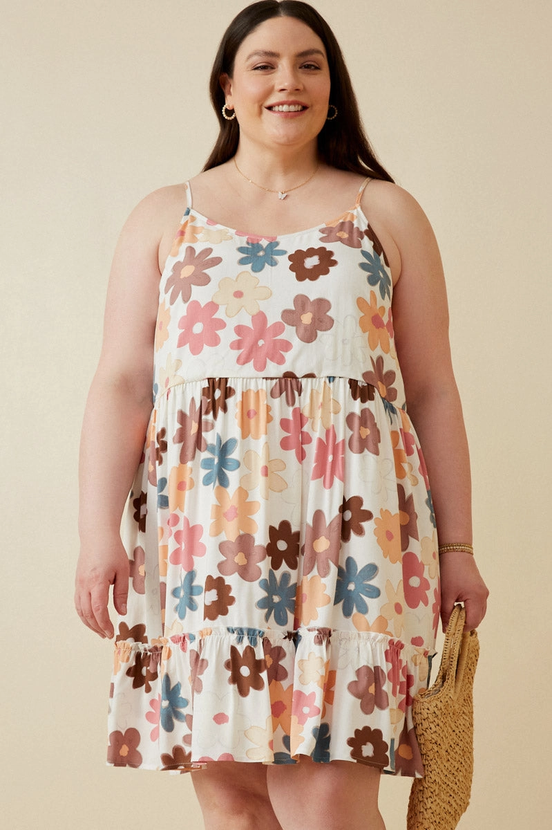 Smart Flow Floral Ruffle Sleeveless Tank Dress