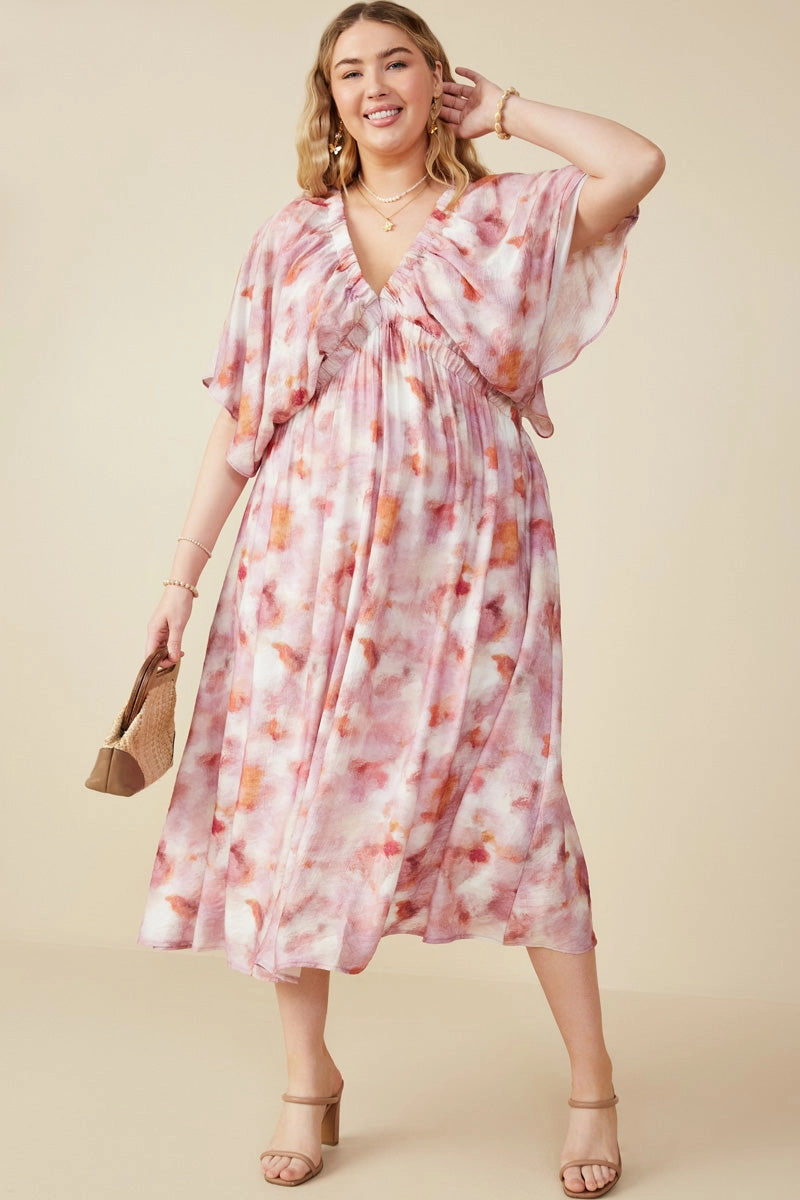 Family Joy Hazy Floral Elastic Detail Dress