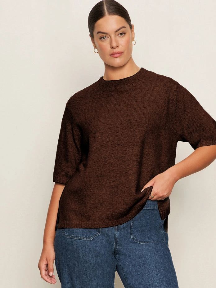 Perfect Sweater Tee Chicory Extended Sizing Stretchy Material