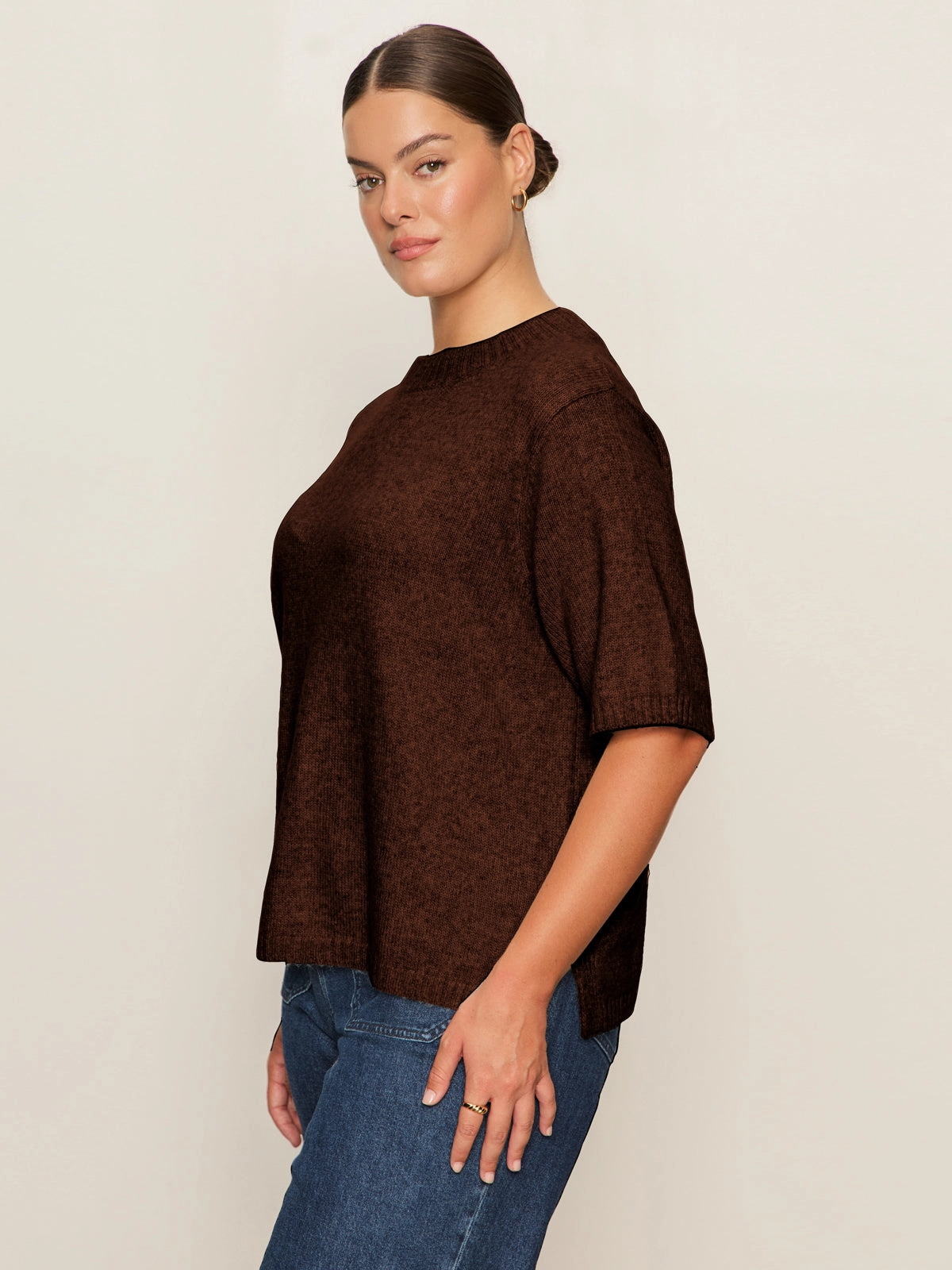 Stylish Comfort Perfect Sweater Tee Chicory Extended Sizing