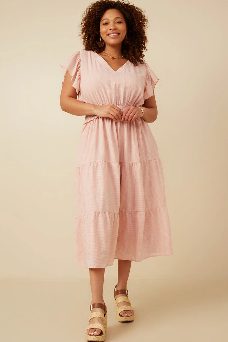 Mini Checkered Ruffle Detail Dress Cozy Look