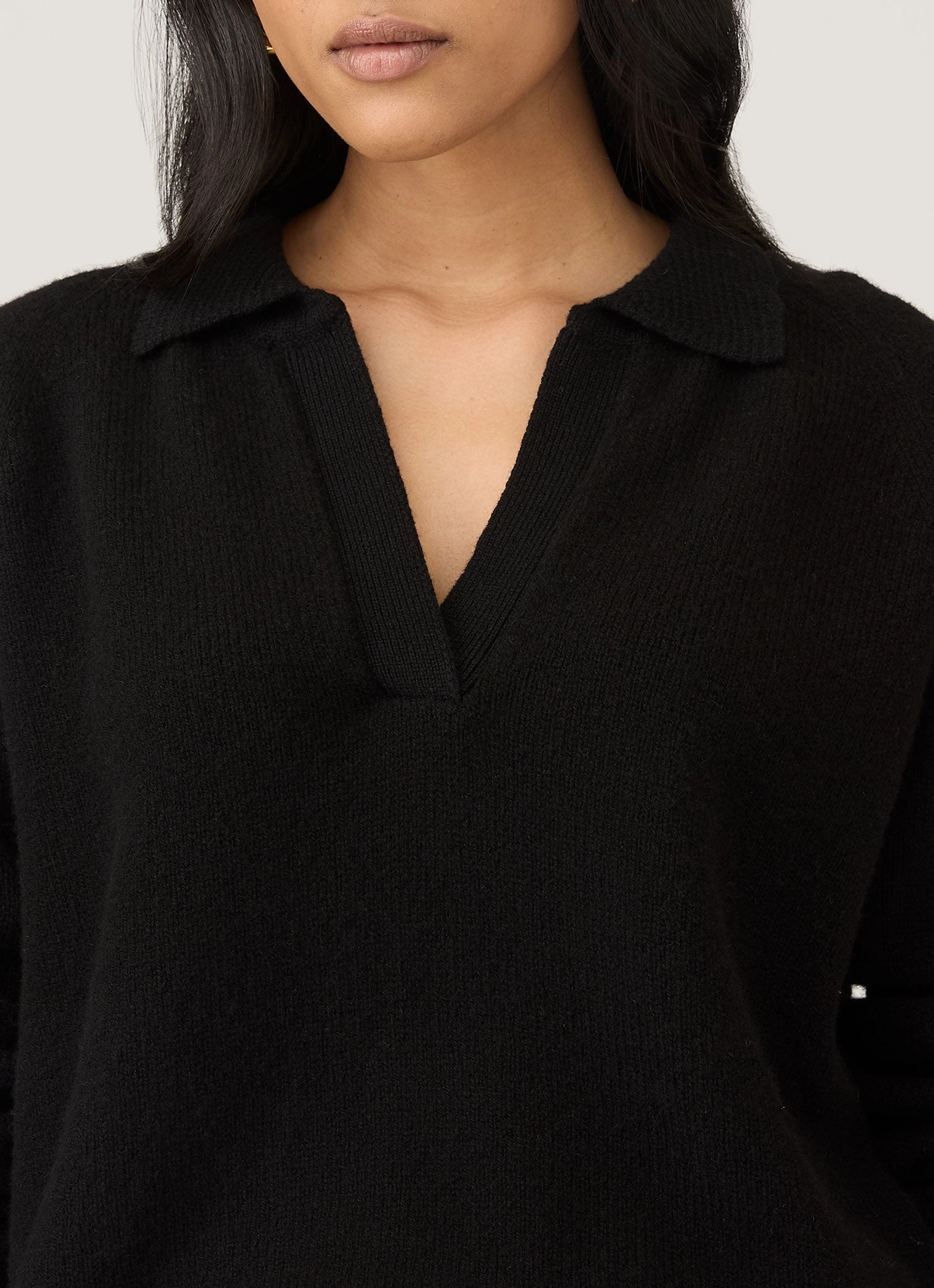 Stylish Ease Women's Lambswool Polo Neck Jumper in Black