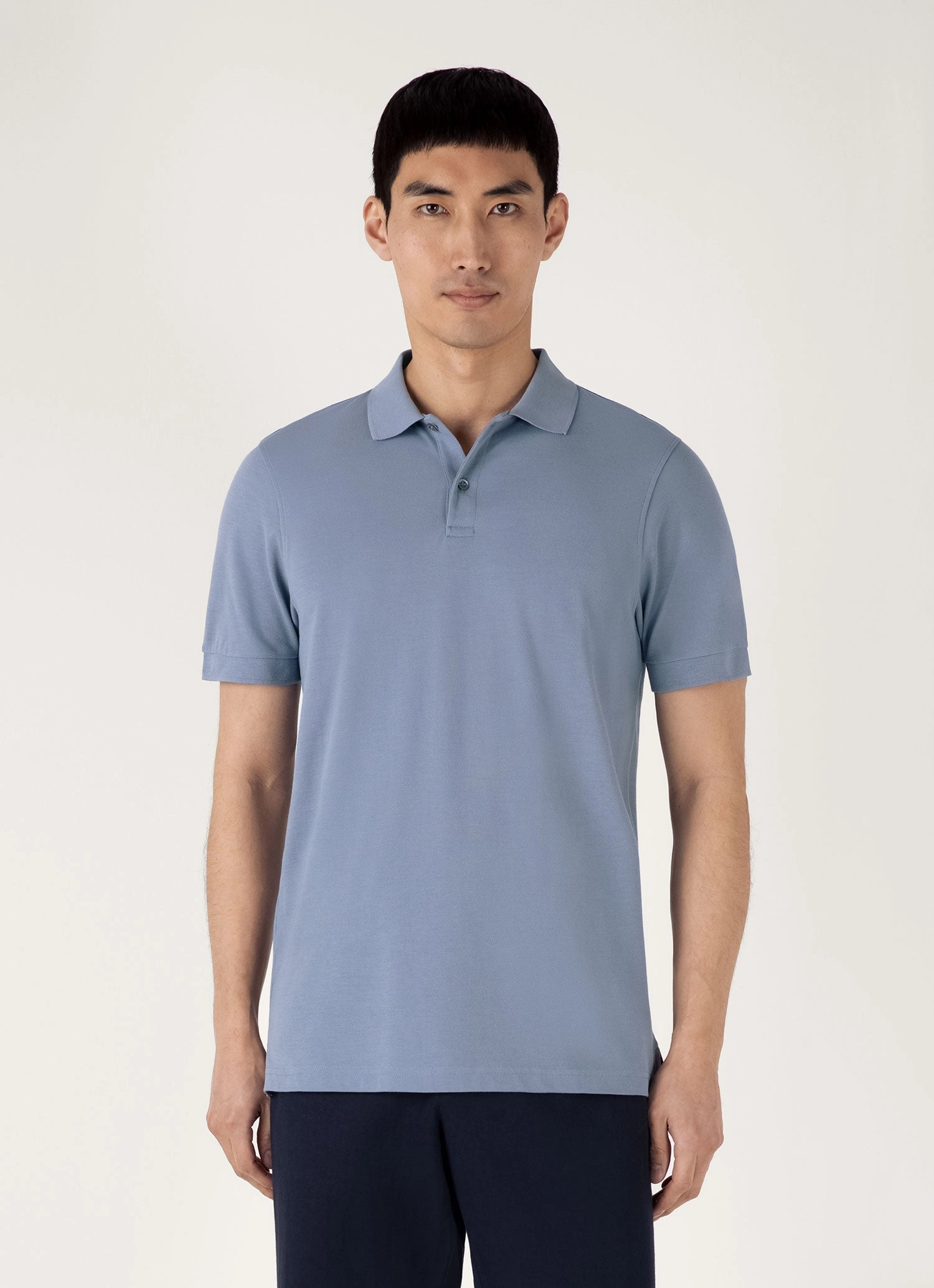Stylish Profile Men's Piqu?? Polo Shirt in Vintage Blue