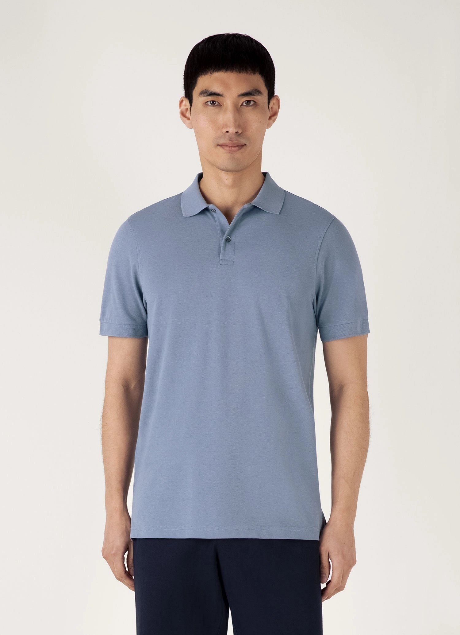 Stylish Profile Men's Piqu?? Polo Shirt in Vintage Blue