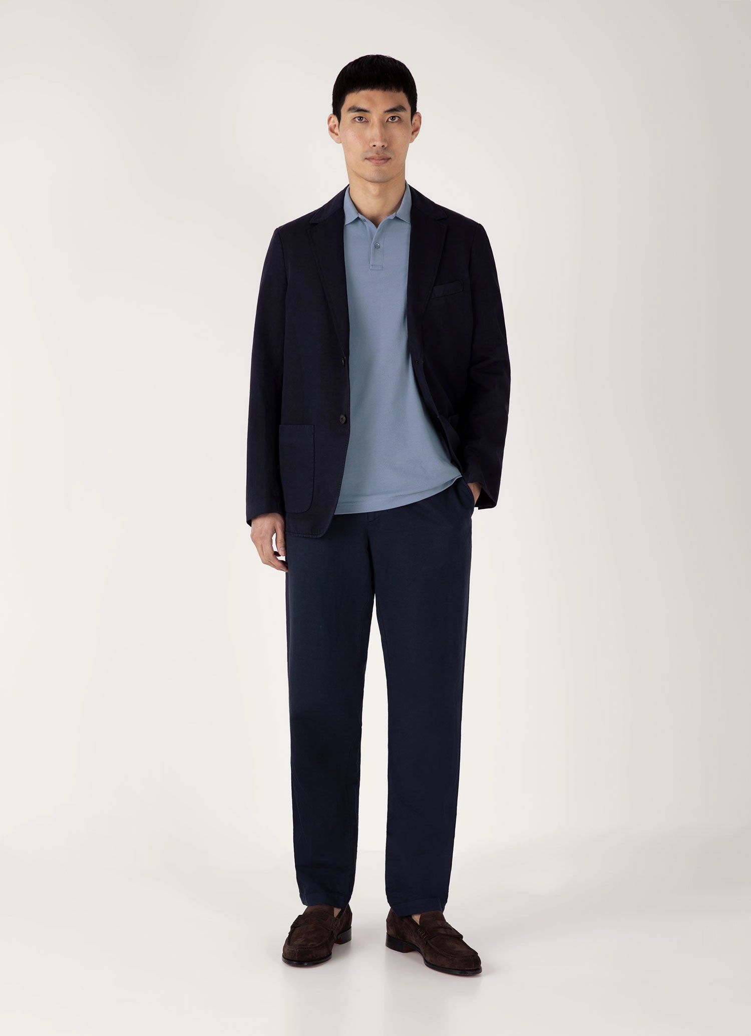 Stylish Profile Men's Piqu?? Polo Shirt in Vintage Blue