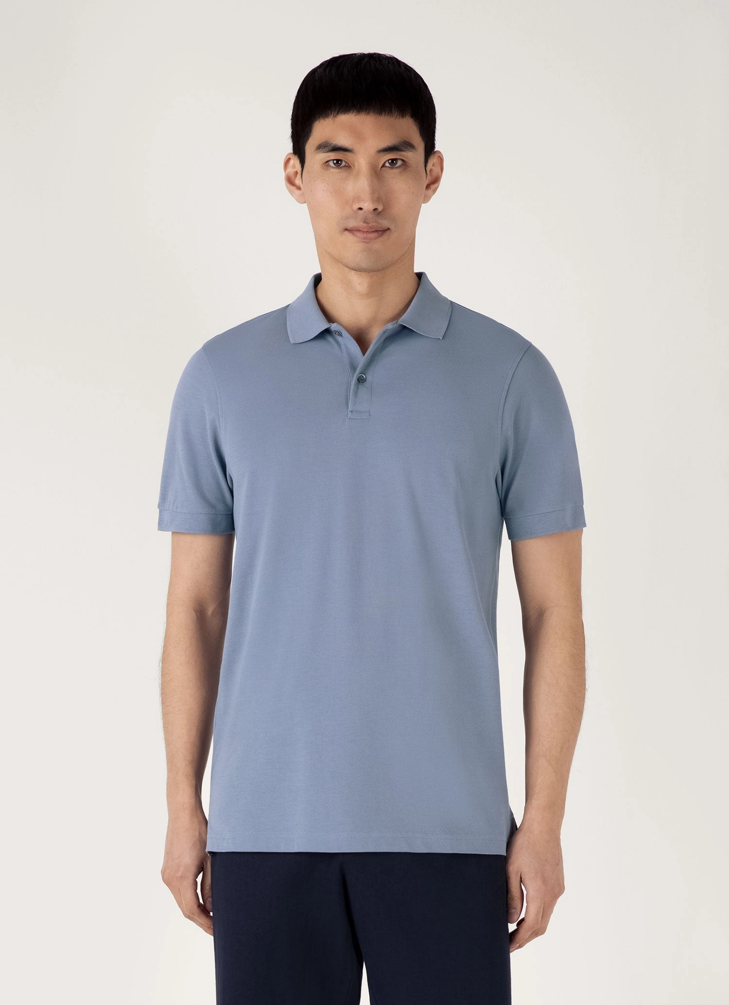 Stylish Profile Men's Piqu?? Polo Shirt in Vintage Blue