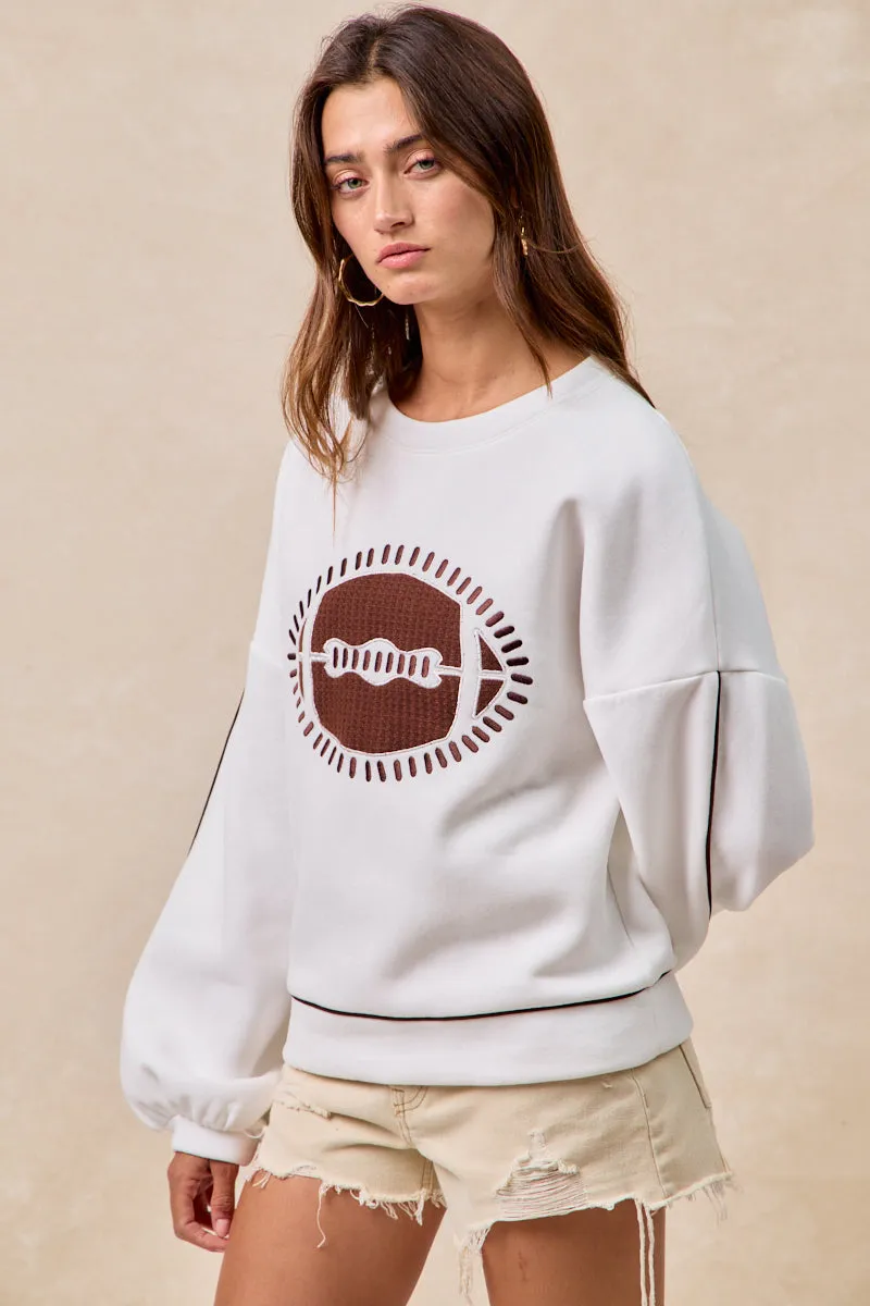 IT4475K-02 | GAMEDAY THEME FOOTBALL EMBROIDERED SWEATSHIRT Down Filled