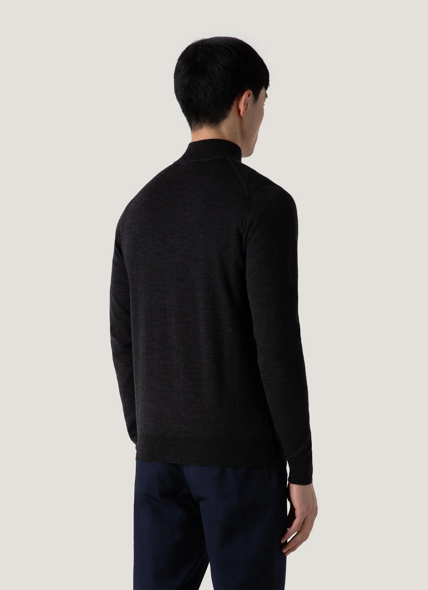 Summer AC Men's Extra-Fine Merino Zip Neck in Charcoal Melange