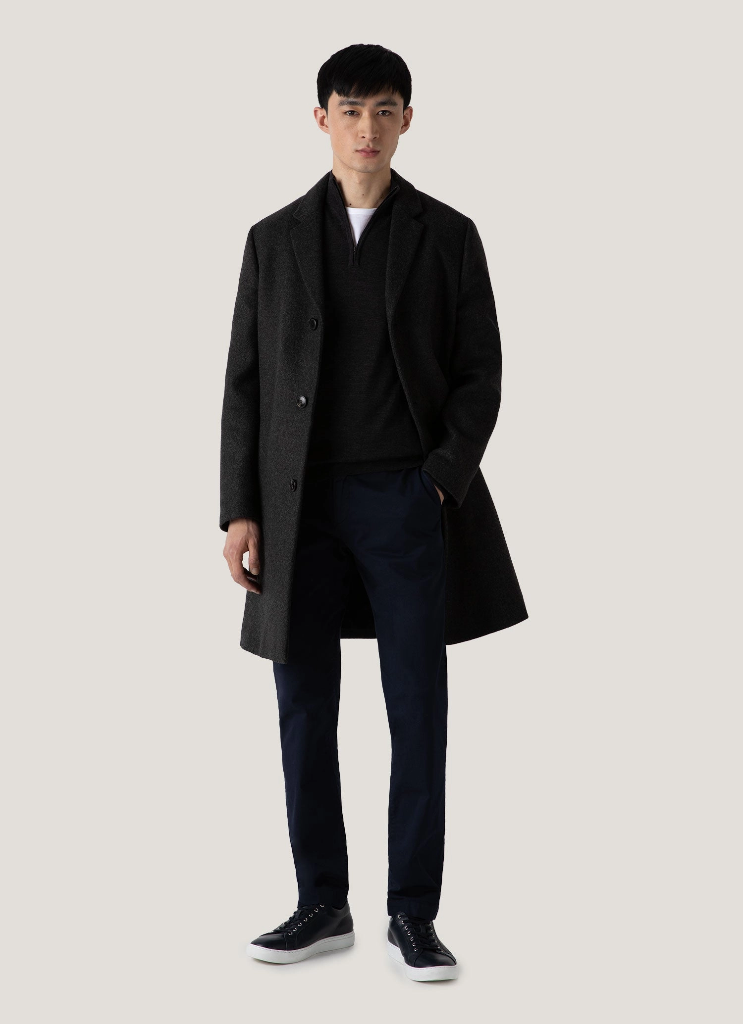 Summer AC Men's Extra-Fine Merino Zip Neck in Charcoal Melange