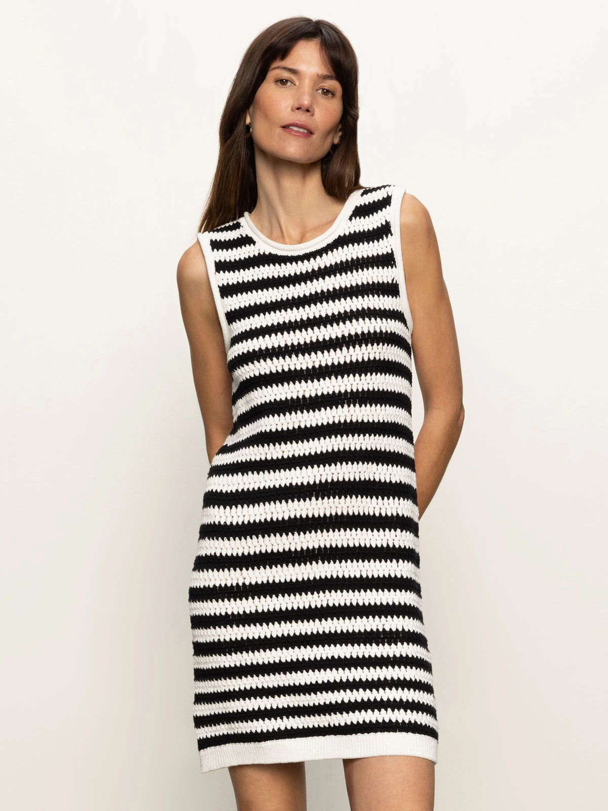Summer Soft Relax Comfort Summer Shell Dress Chalk Black Stripe