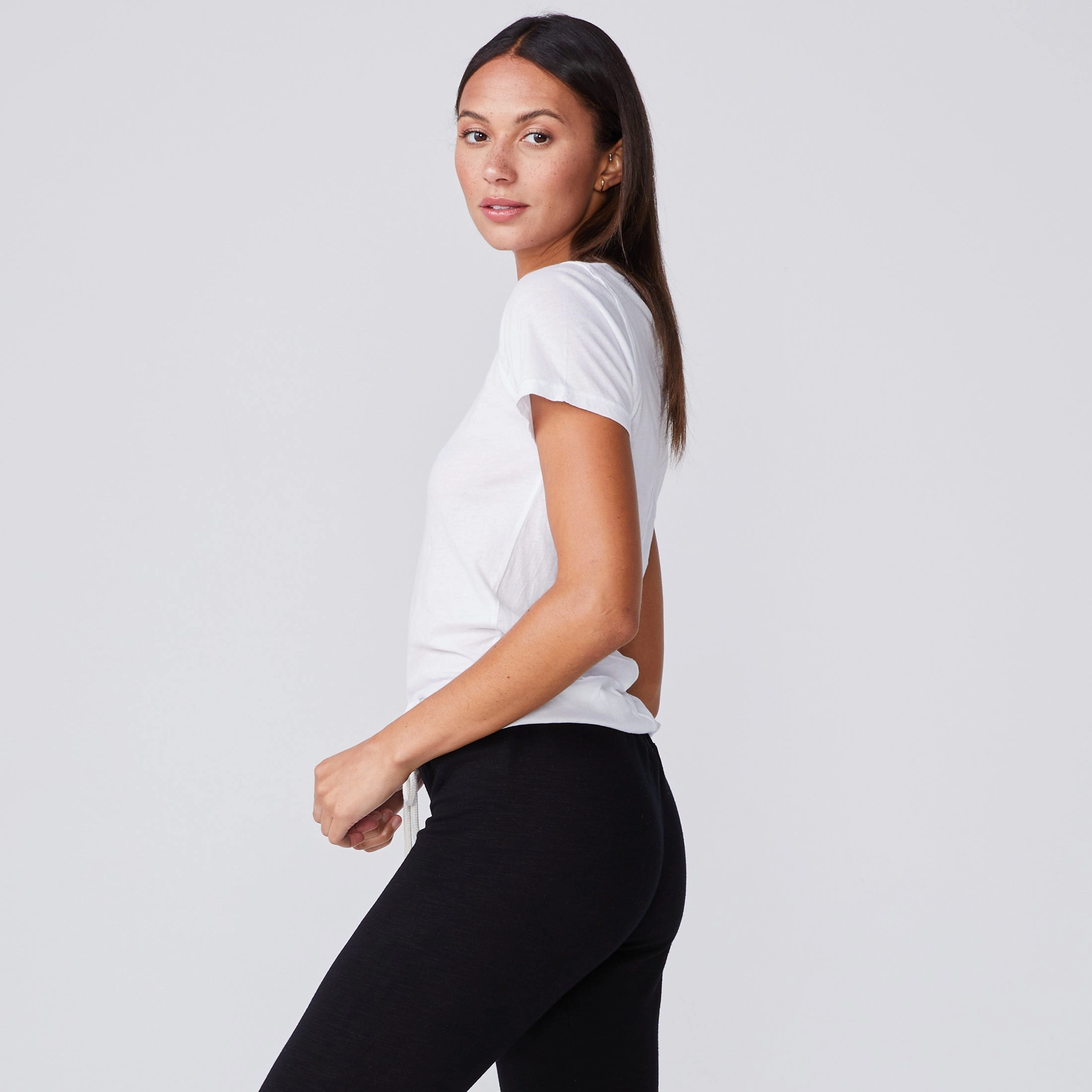 Super Fine Jersey Fitted Crew Neck Tee Stylish Detail