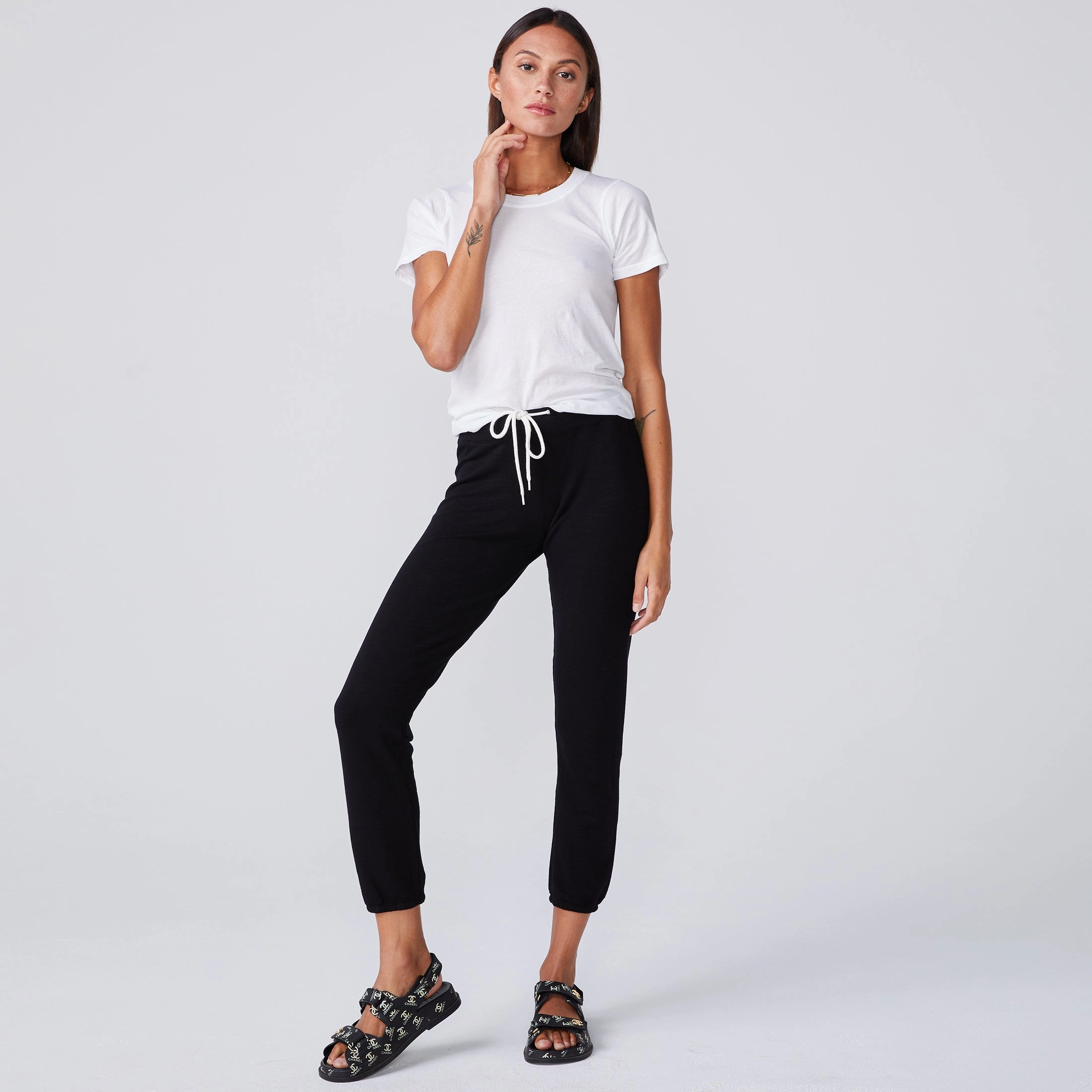 Super Fine Jersey Fitted Crew Neck Tee Stylish Detail