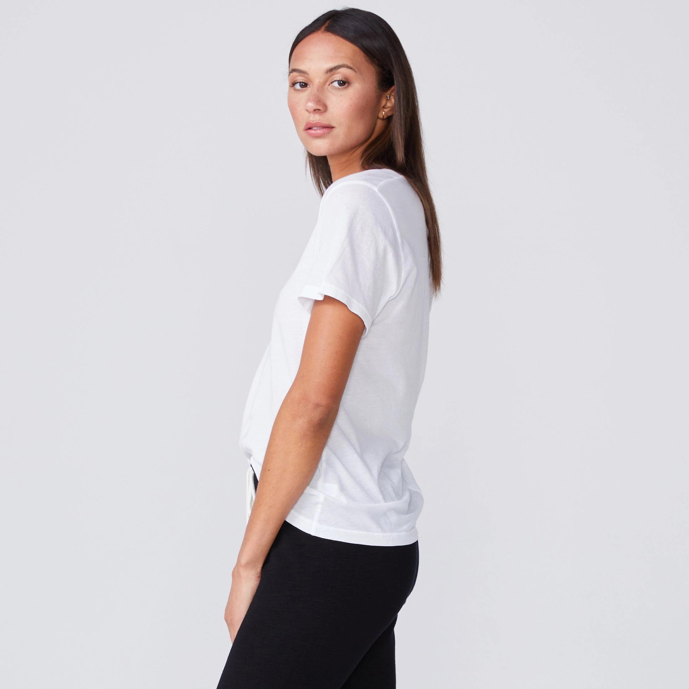 Super Fine Jersey Fitted V Neck Tee Cozy Wear