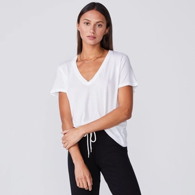 Super Fine Jersey Fitted V Neck Tee Fresh Outfit Wear Essential Casual Look